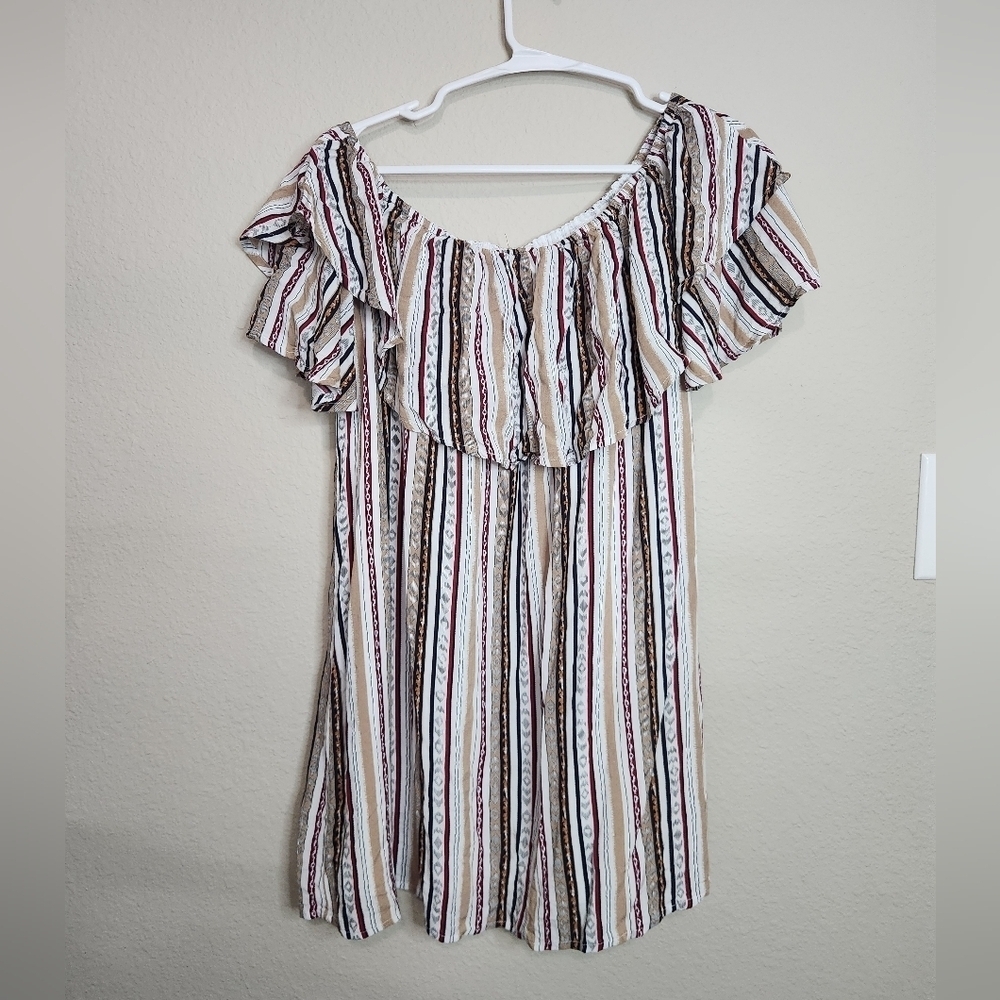 Anthropologie Entro Striped Off The Shoulder Dress Size Small Boho Western